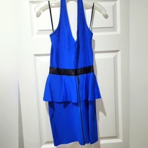 Halter neck bandage peplum dress